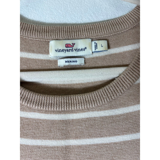 Vineyard Vines Tan And White Sweater Sz L