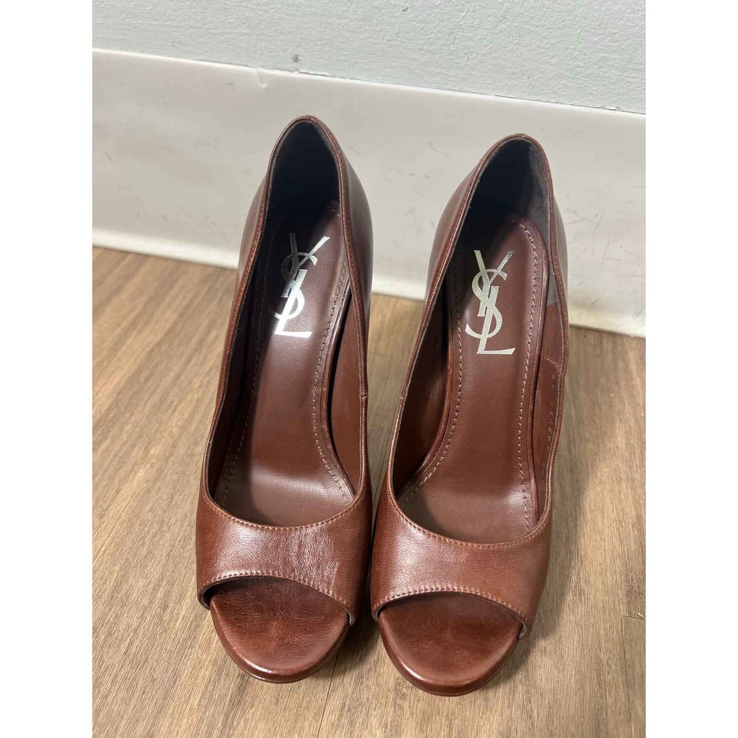 YSL Brown Leather Heels Sz 36.5