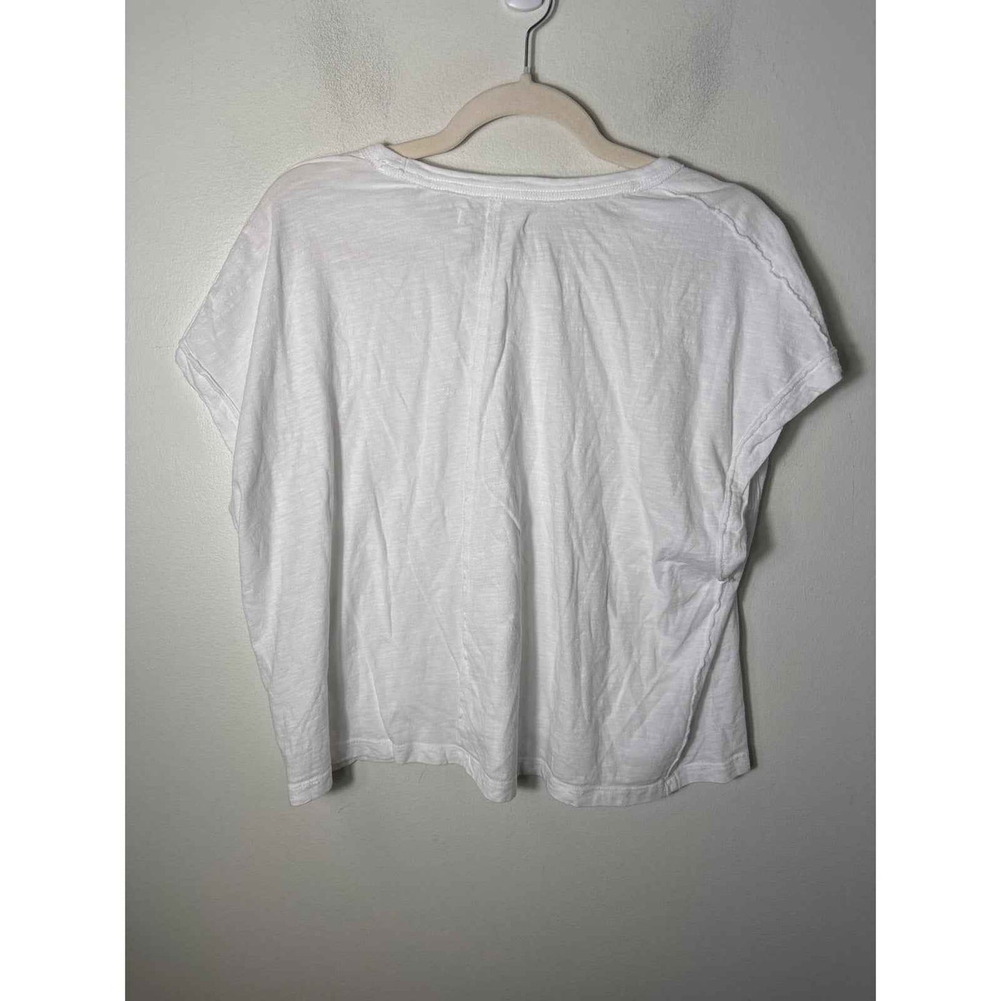 We The Free White Cap Sleeve Cotton Tee Shirt Sz L