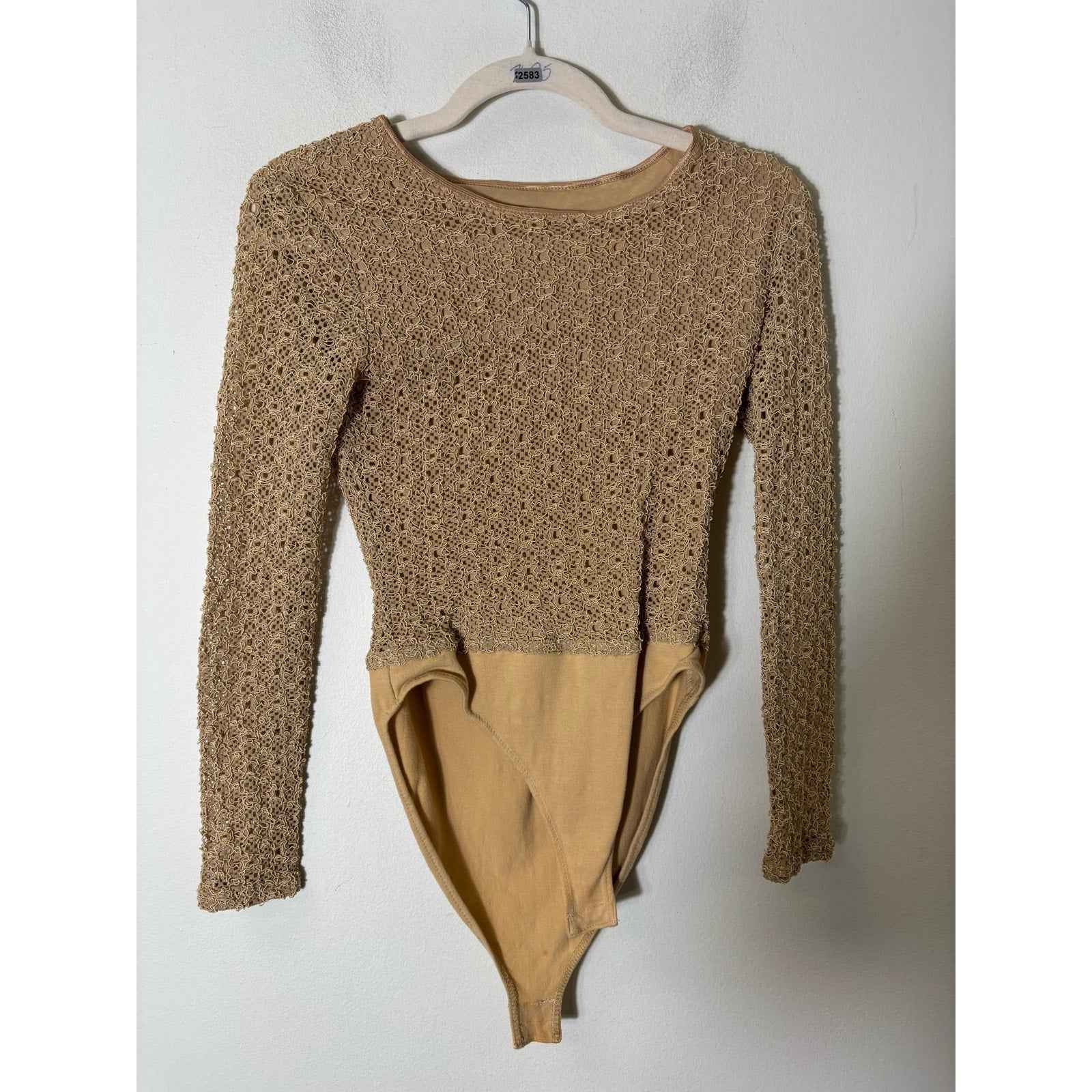 Ann Taylor Beige Long Sleeve Body Suit Sz S