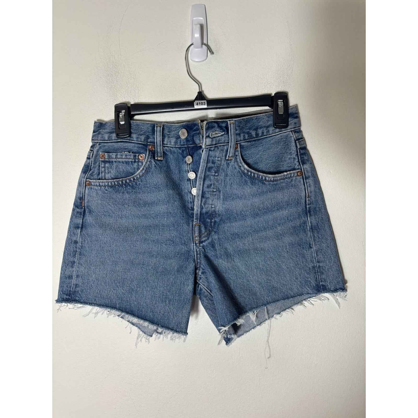 Agolde Blue Denim Button Fly Cutoffs Sz 23