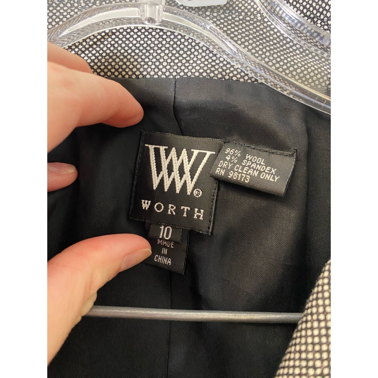 Worth Black White Long Sleeve Wool 3 Button Suite Set  Sz 10