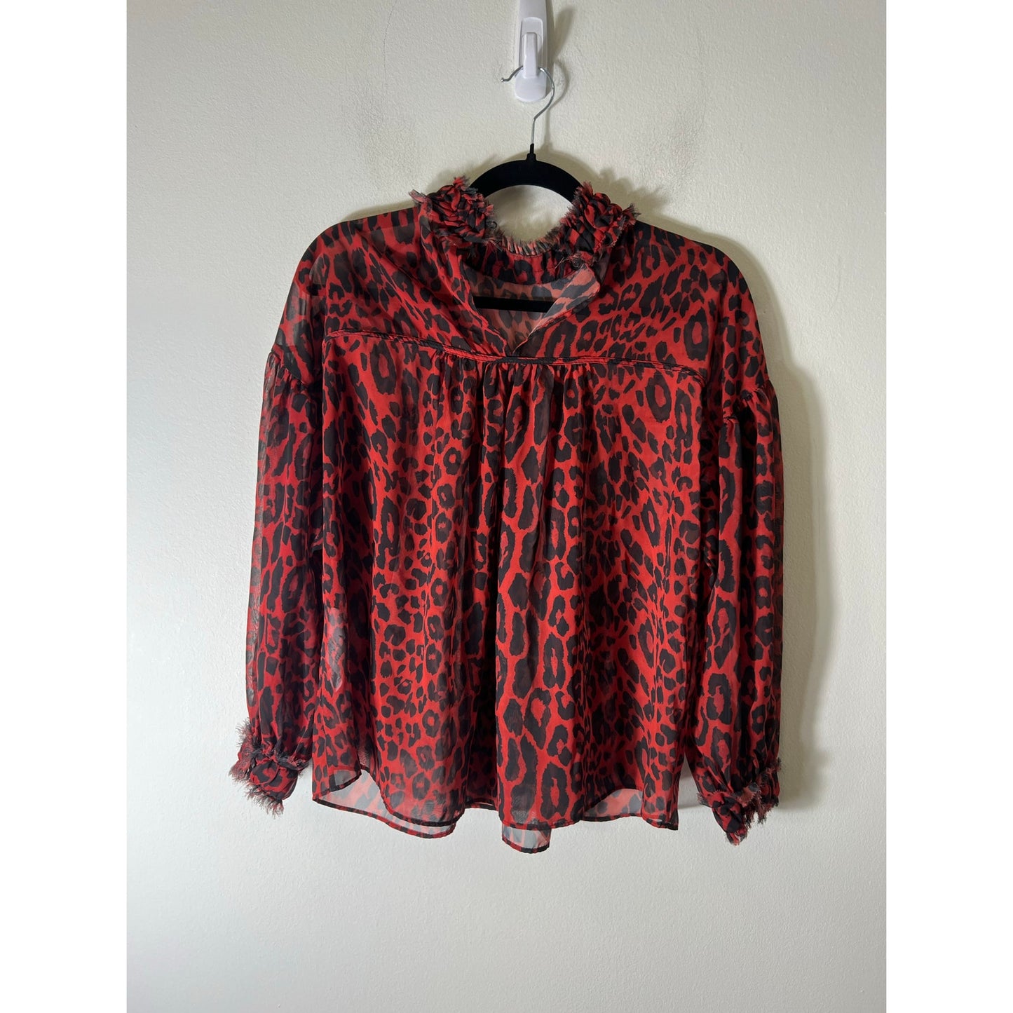 Zara Orange / Black Leopard Top sz xs