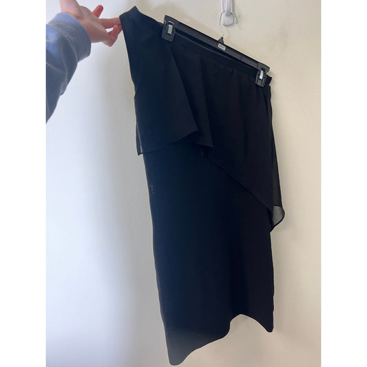 Bebe Black One Shoulder Mixed Media Mini Dress Sz LG