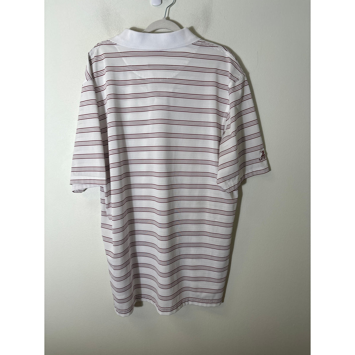 Men's Tusk Wear Crimson and White Stripe Alabama Short Sleeve Shirt Sz XL
