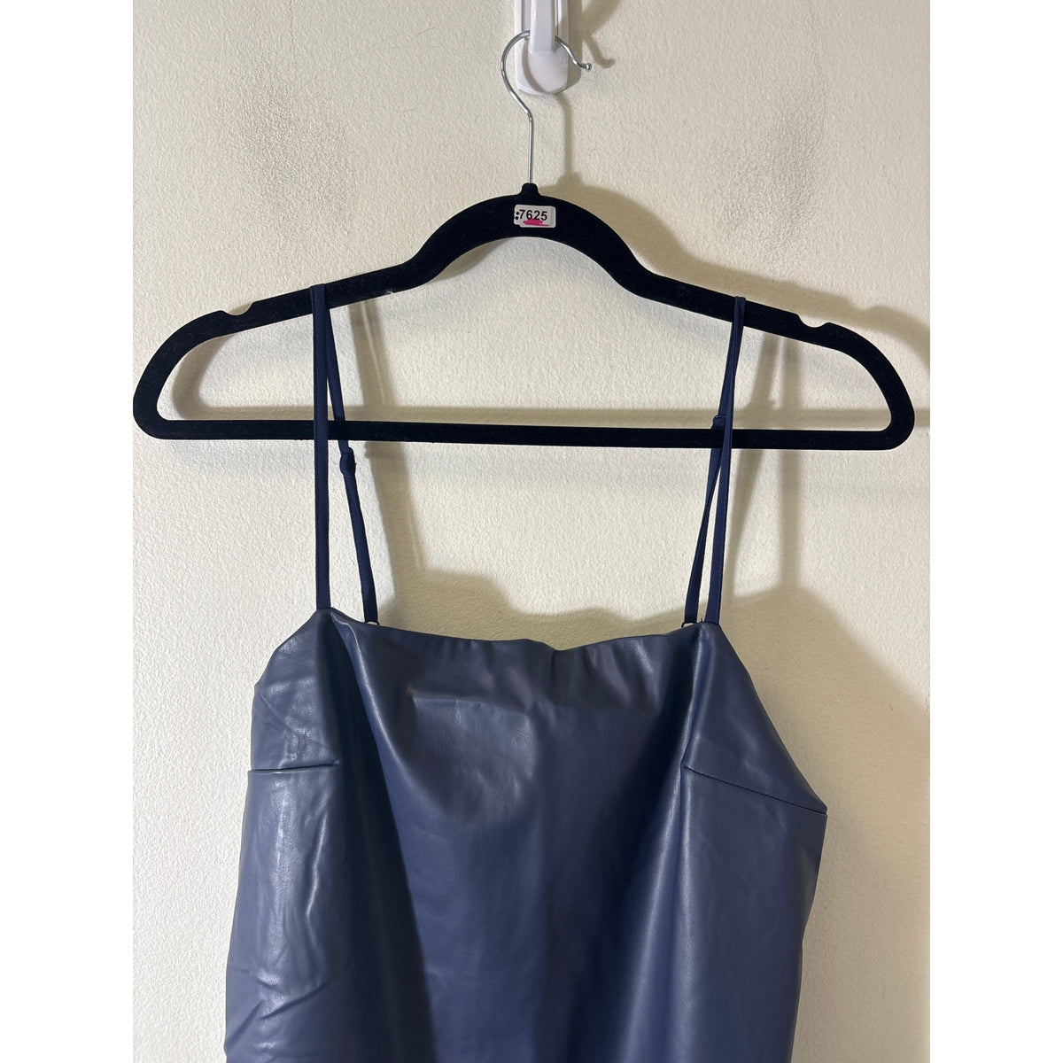 NWT Hyacinth House Navy Faux Leather and Chiffon Pleated Maxi Dress Sz S