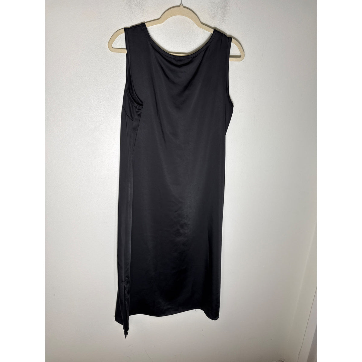 S'Edge Black Sleeveless Satiny Midi Dress Sz M