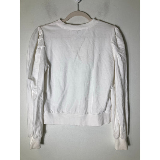 Sugar Lips White Puff Sleeve Sweatshirt Sz XS