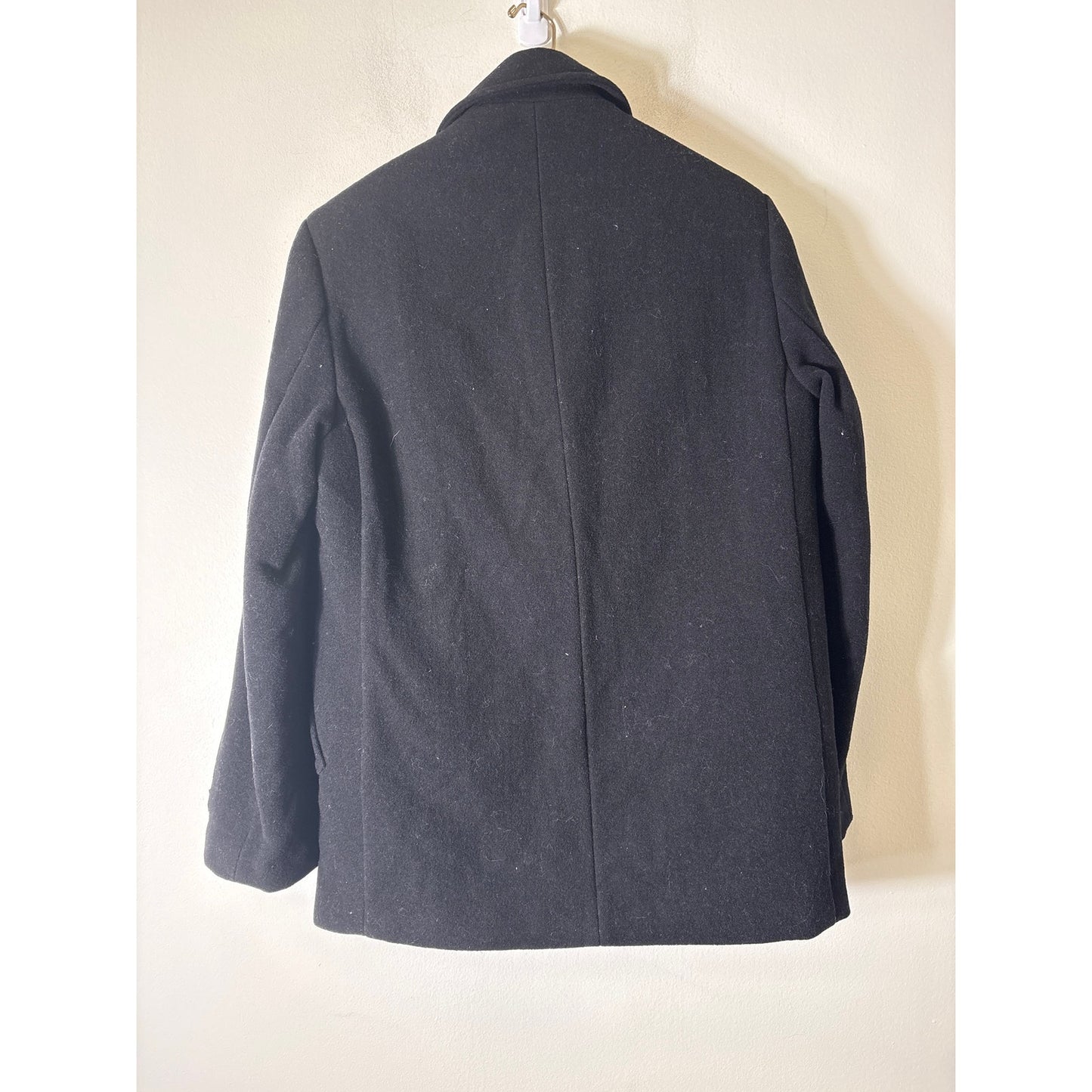 Mens Ralph Lauren Black Wool Blend Pea Coat Sz M
