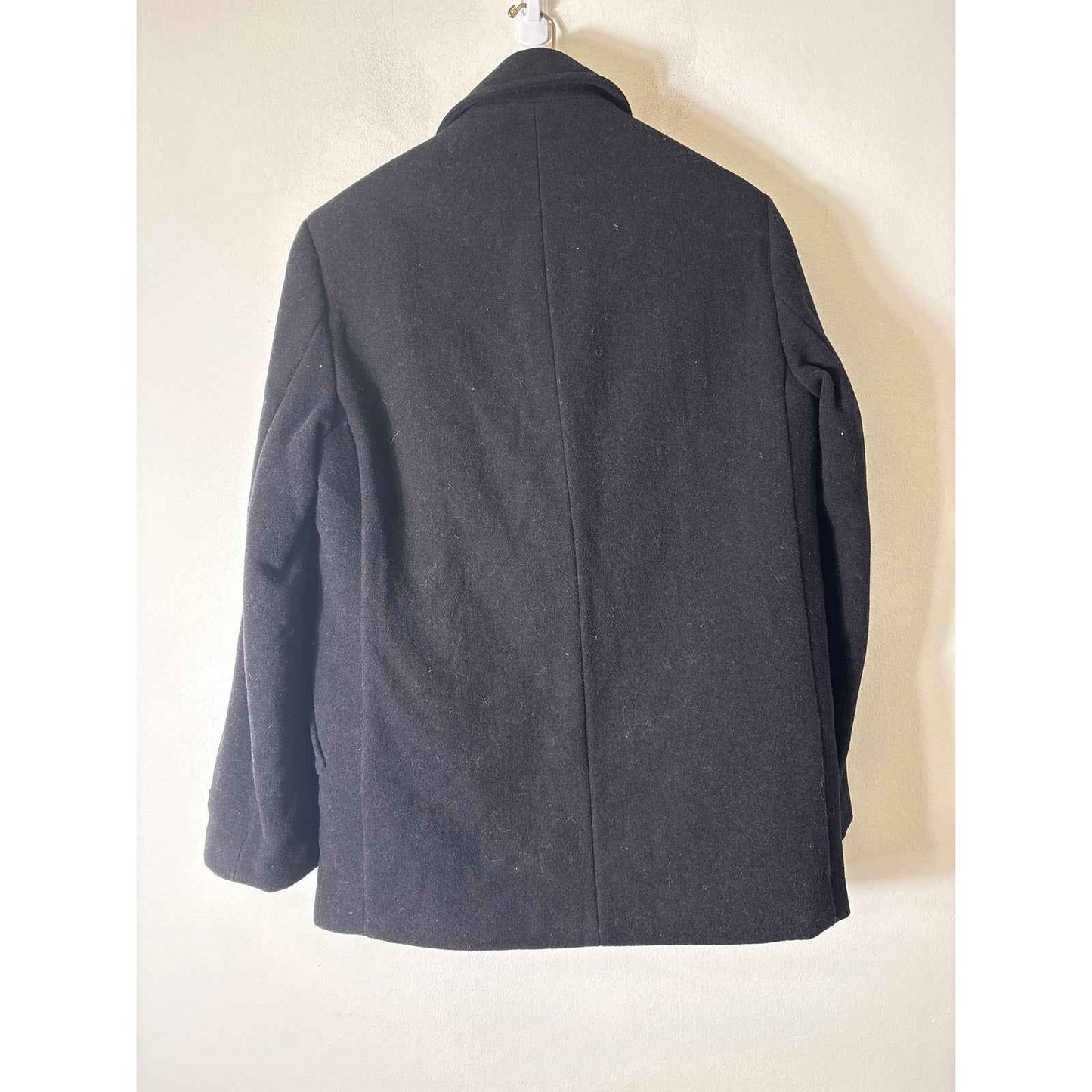 Mens Ralph Lauren Black Wool Blend Pea Coat Sz M