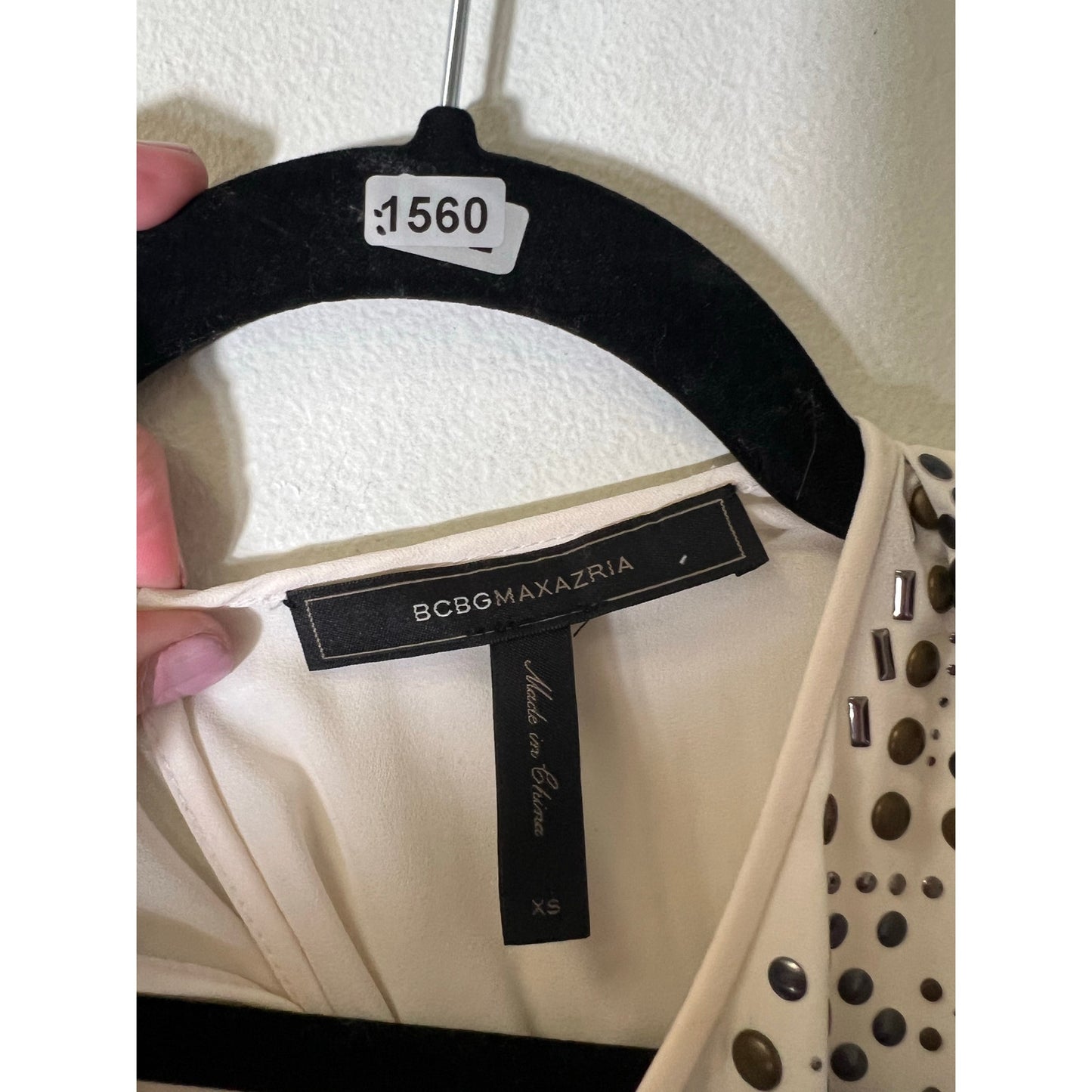 BCBG White Studded Sleeveless Top Sz XS