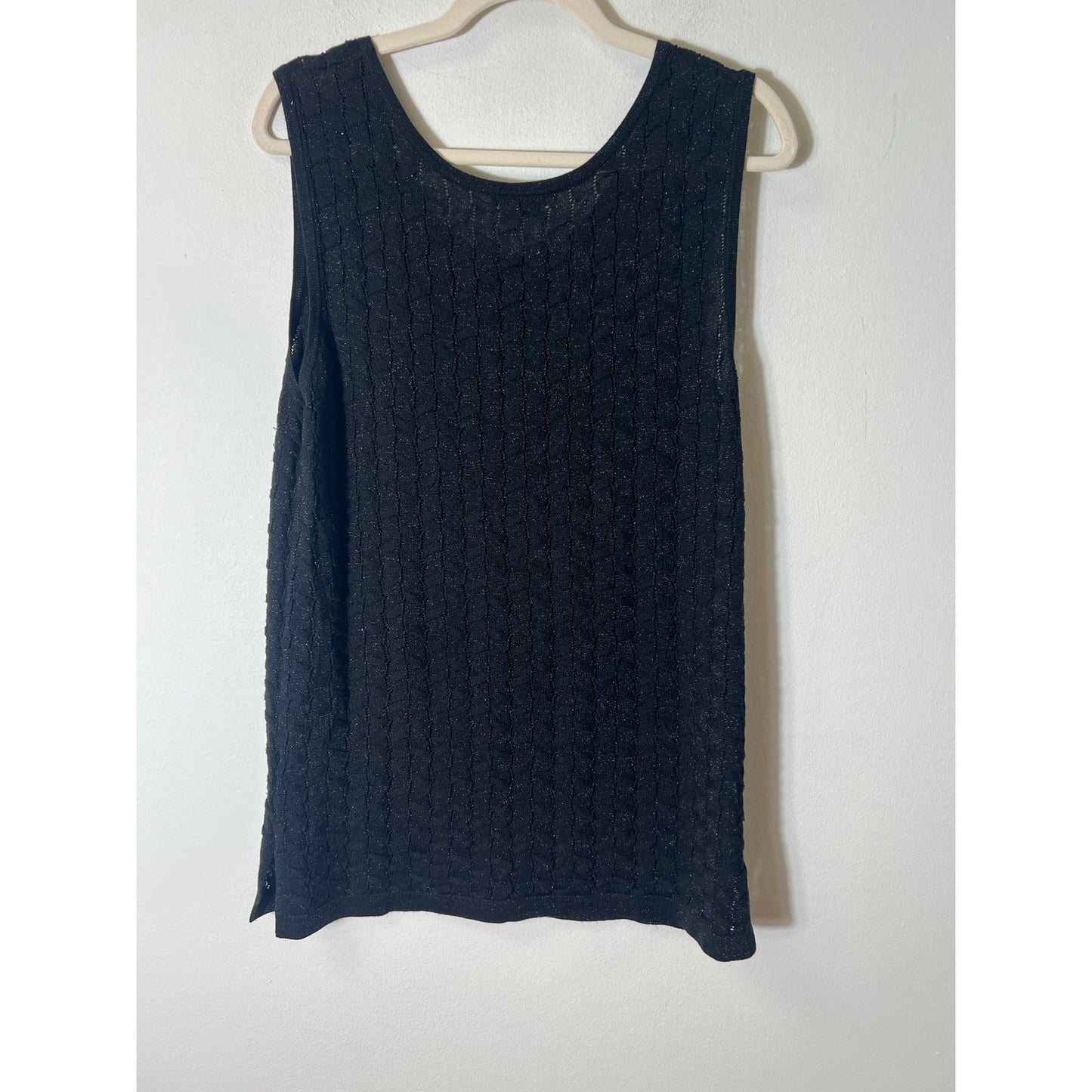 Mel & Lisa Black Metallic Knit Tank Sz XL