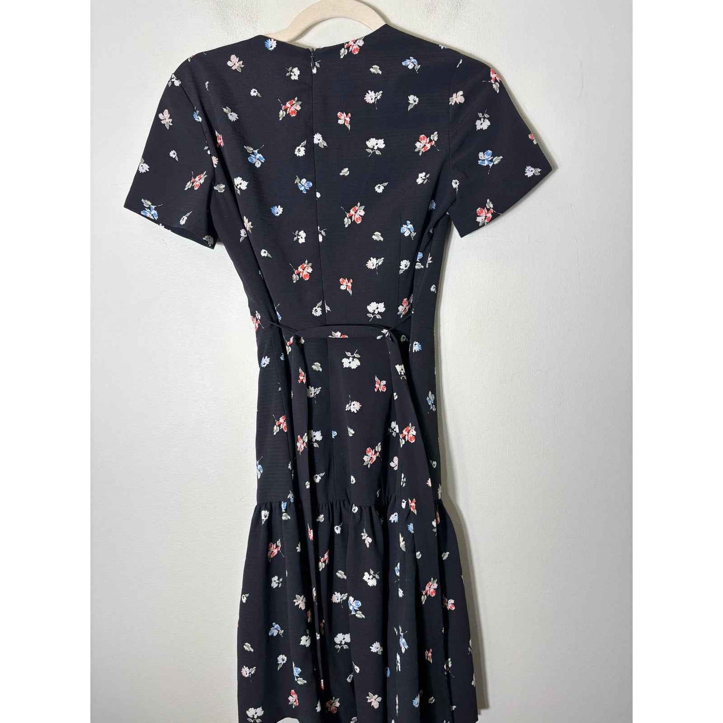 French Connection Black Floral Wrap Mini Dress Sz 0