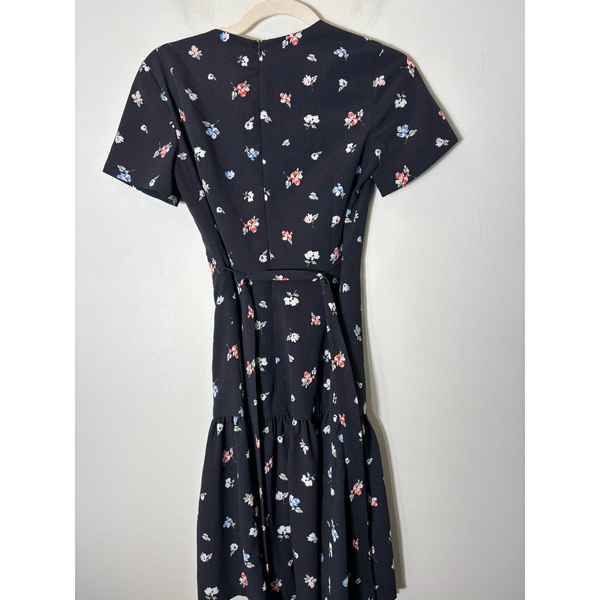 French Connection Black Floral Wrap Mini Dress Sz 0