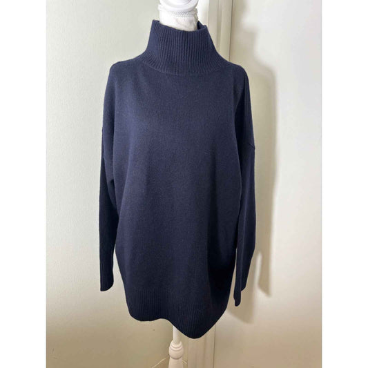 NWT Vince Navy Cashmere/Wool Blend Turtleneck Sweater Sz L