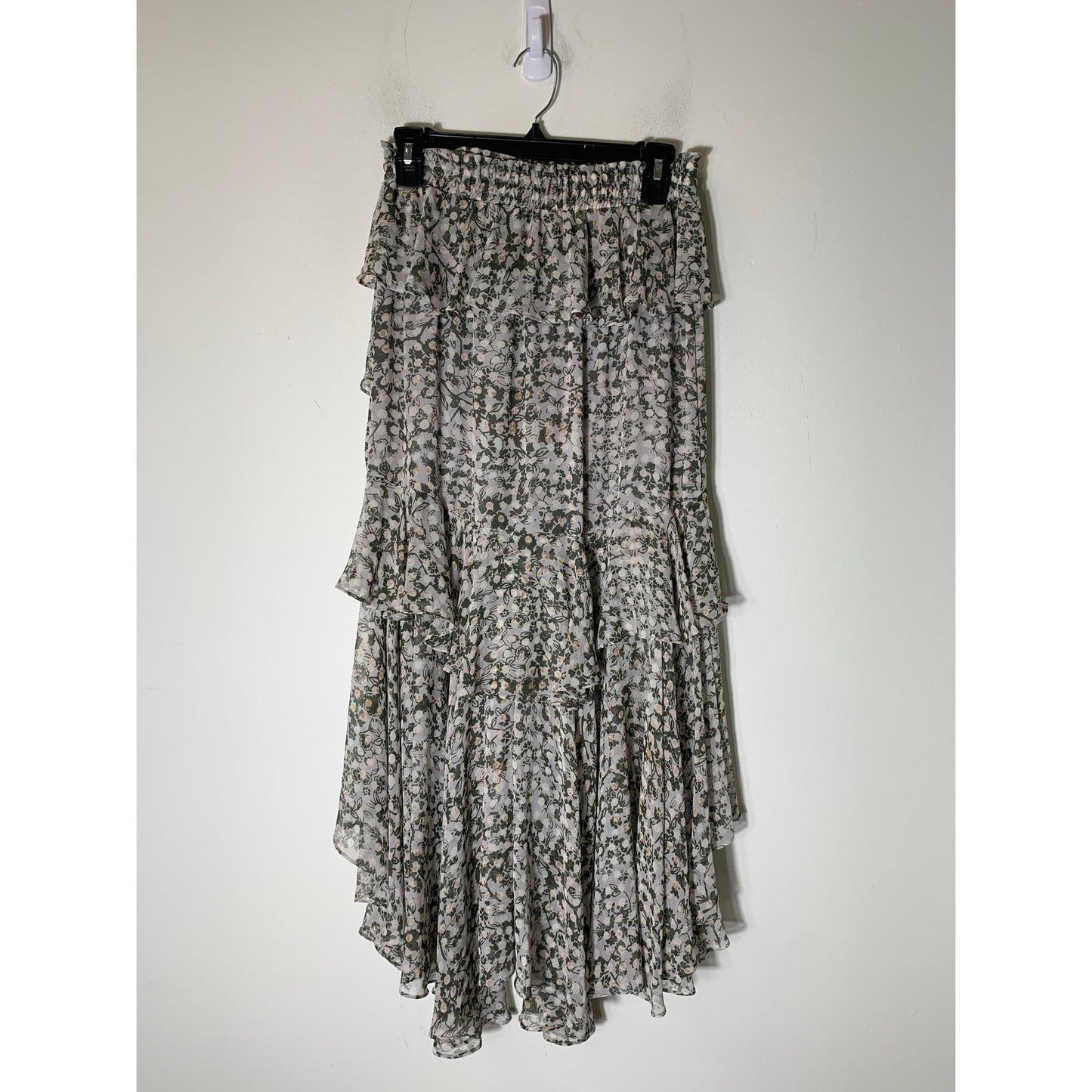 MISA LOS ANGELES JOSEVA MAXI SKIRT IN GREEN GRAY FLORAL PRINT Sz S