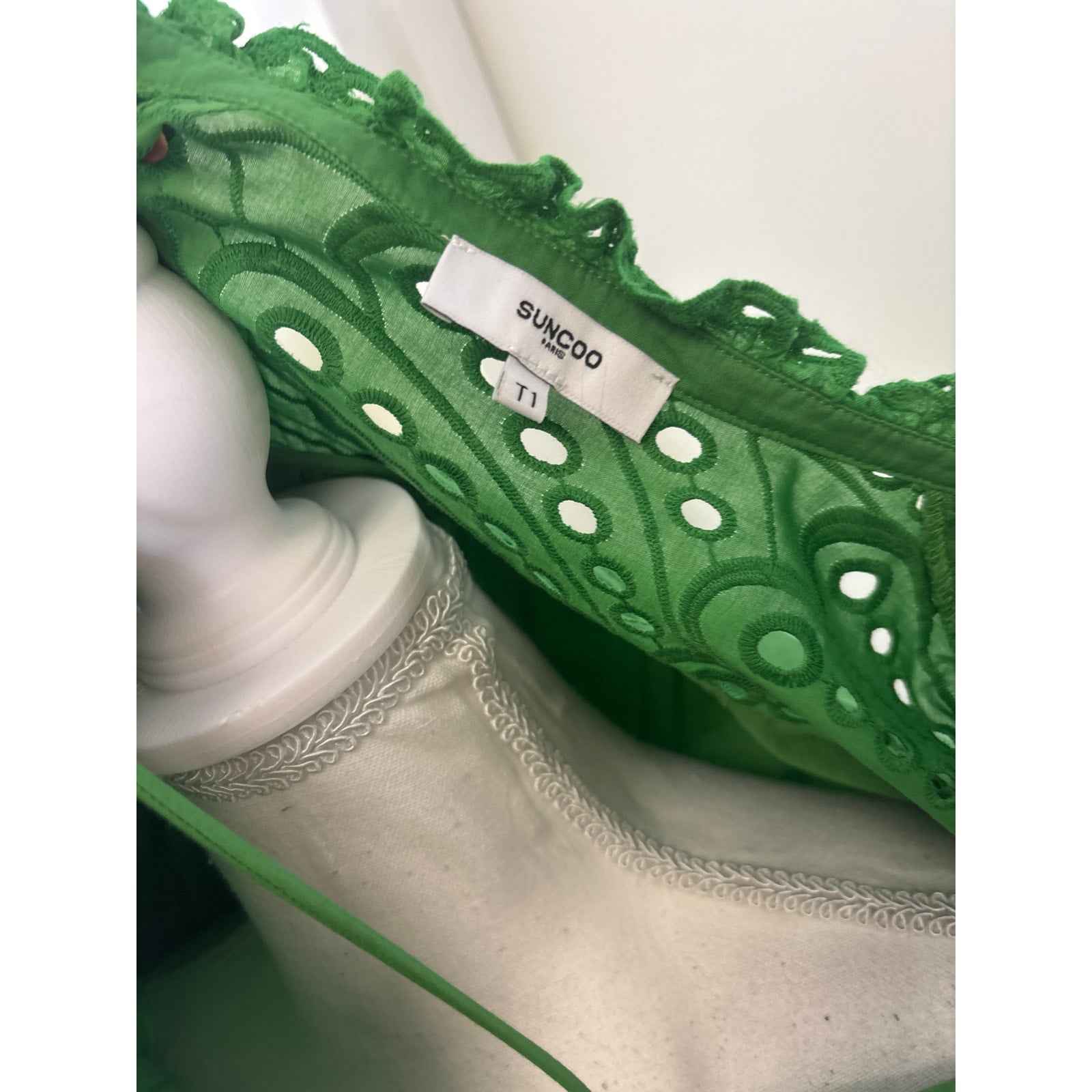 Sunoo Green Eyelet Sleeve Maxi Dress Sz T1 (small)