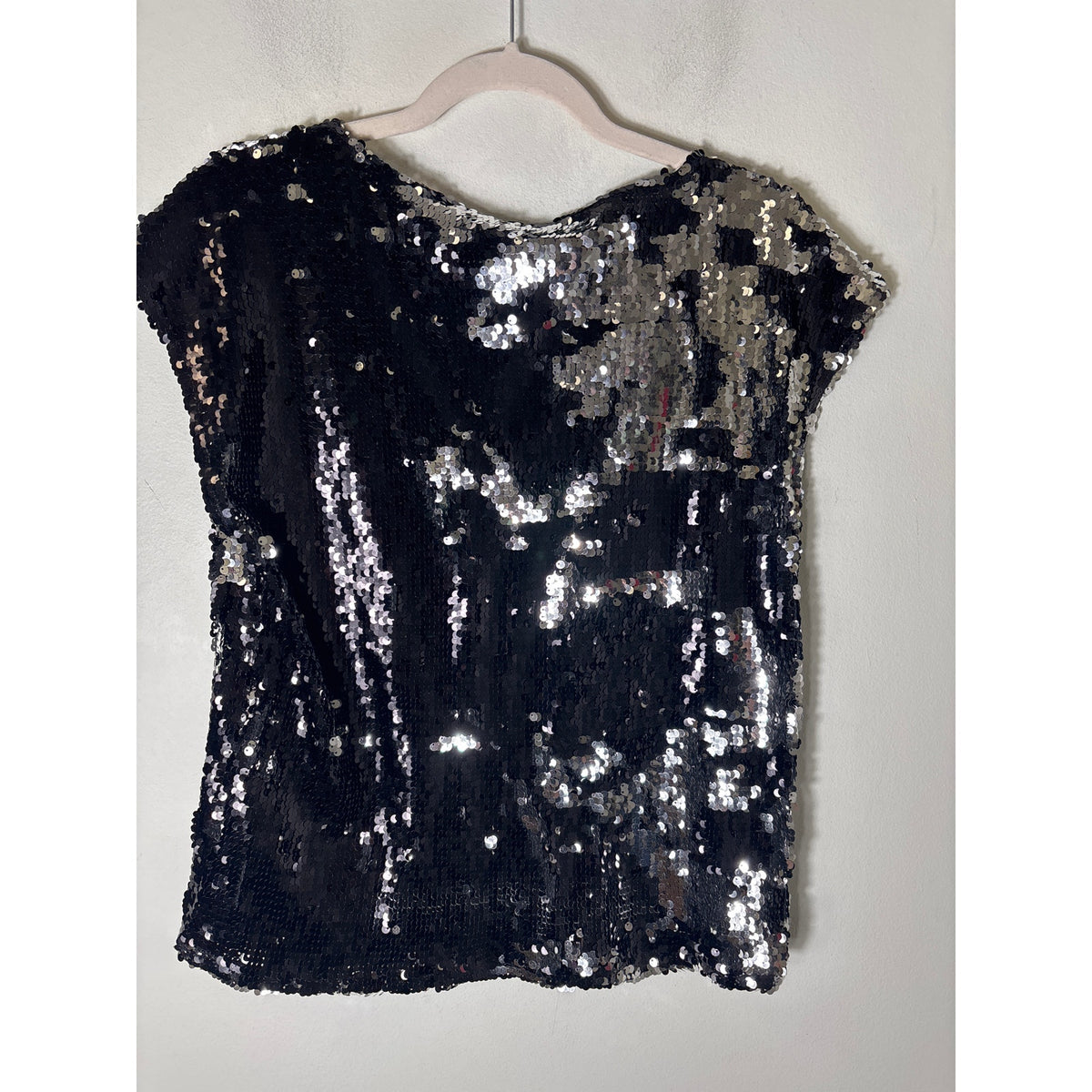 BB Dakota Black and Silver Sequin Party Top Sz XS