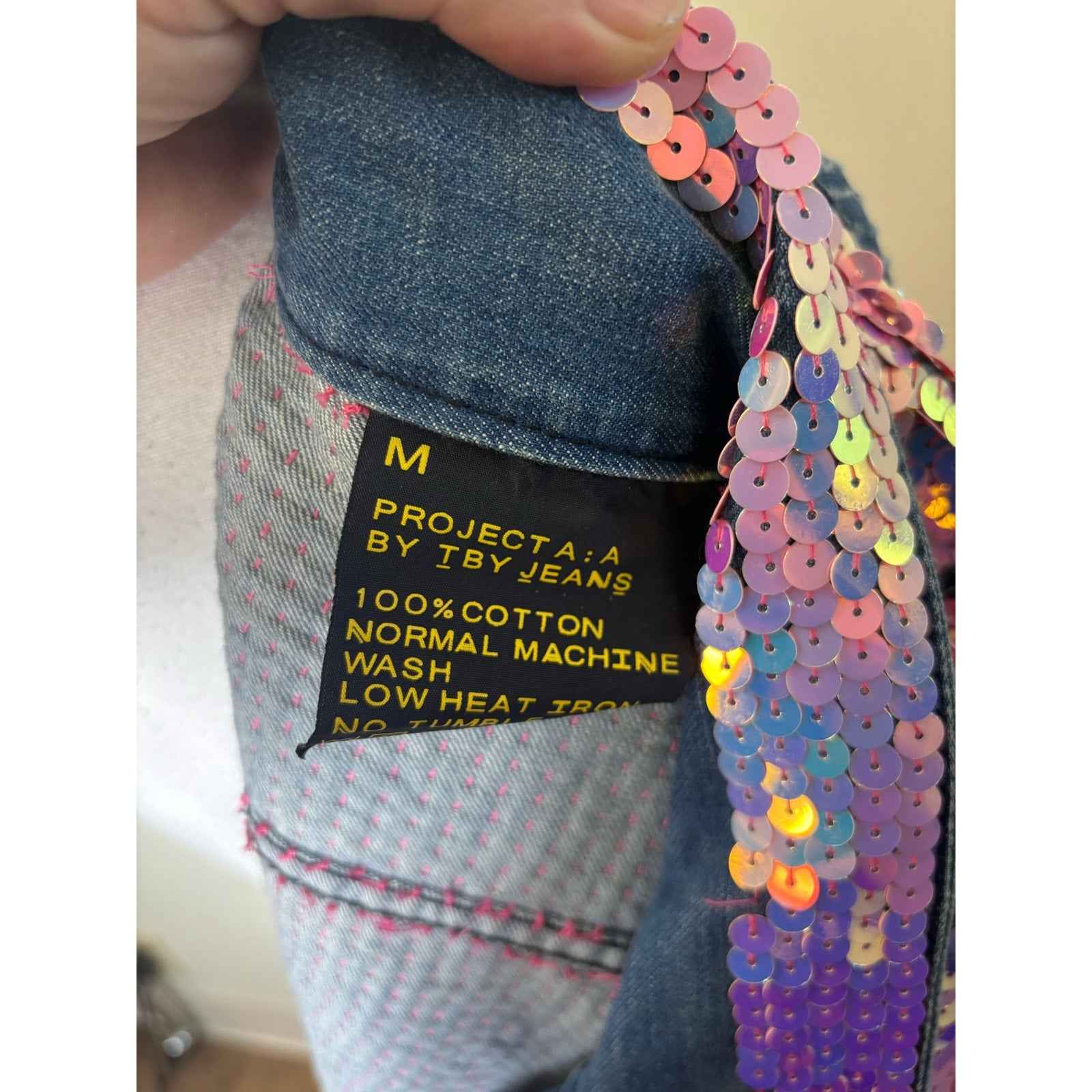 Free People Pink X Momo Sequin Embroidered Demi Jacket Sz L