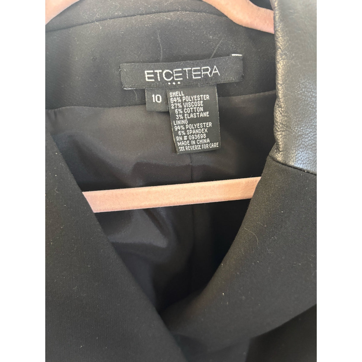 Etcetera Black with Leather Trim Blazer Sz 10