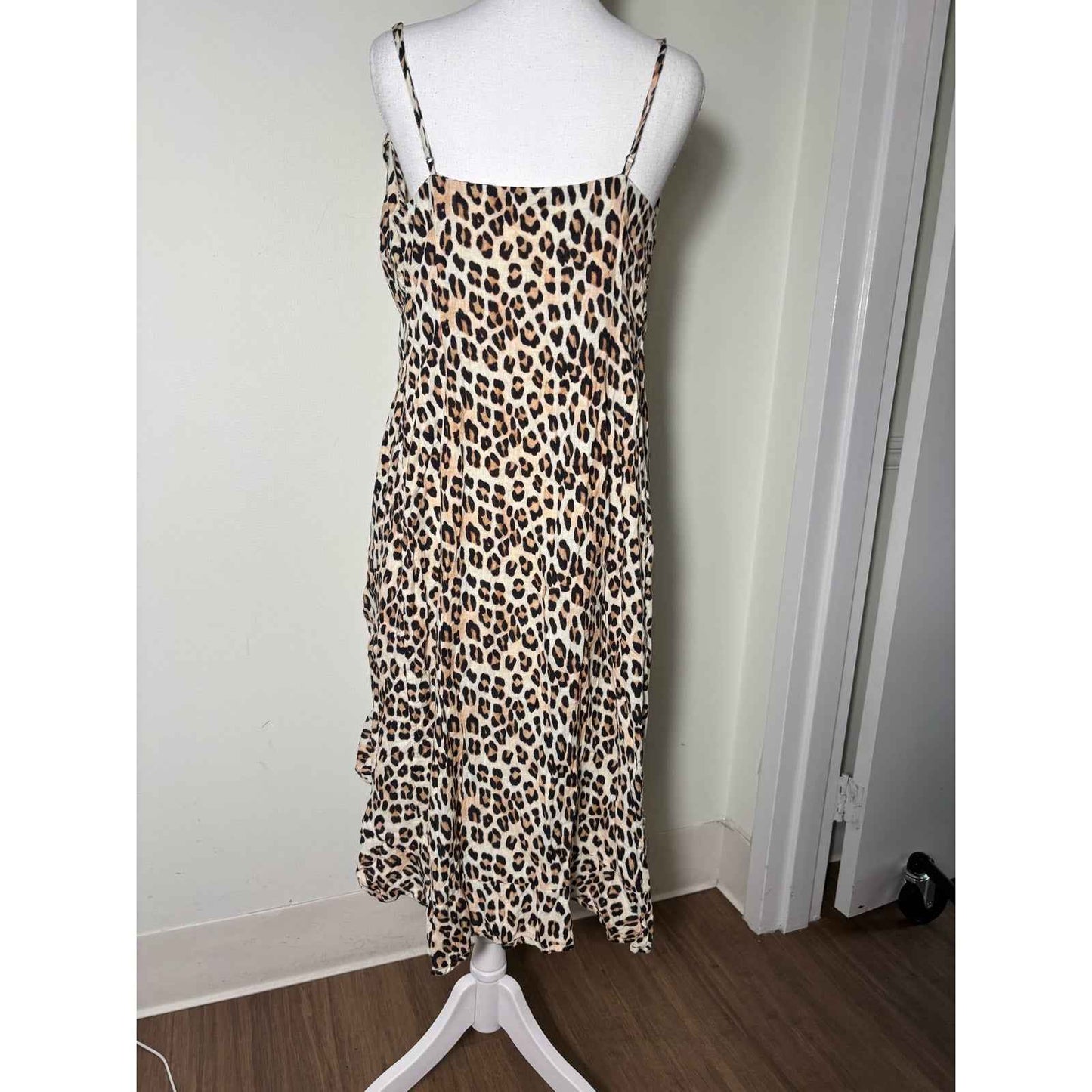 Vix Cheetah Print Linen Wrap Dres Sz S