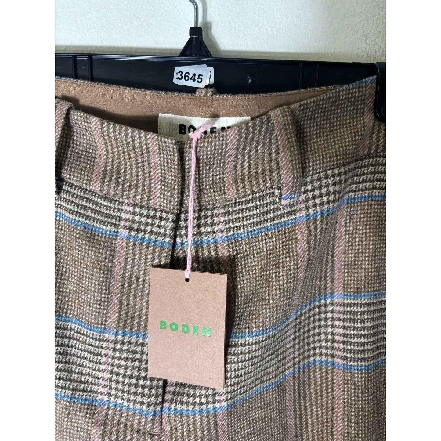 NWT Boden Wool Brown Plaid Pants Sz 4R
