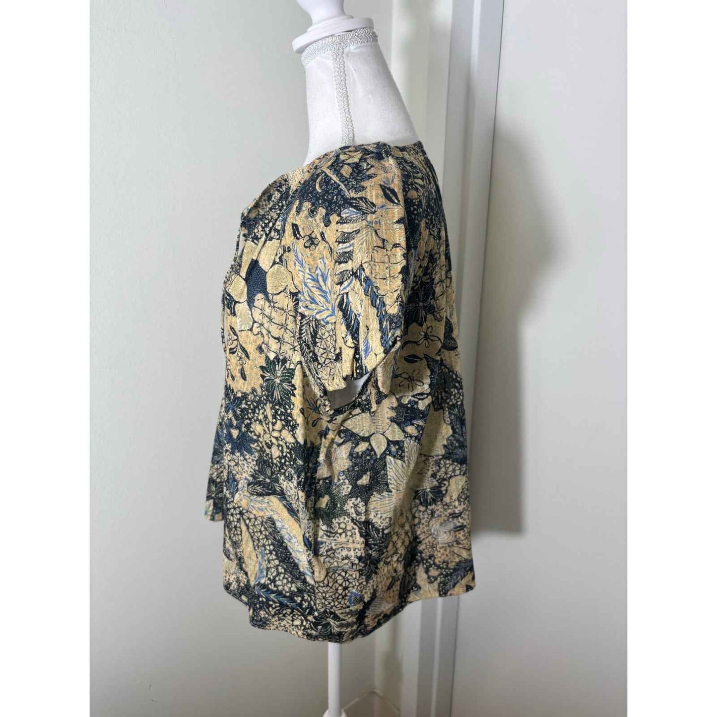 Ulla Johnson Pale Yellow Cap Sleeve Cotton Blend V-Neck Shirt Sz 4