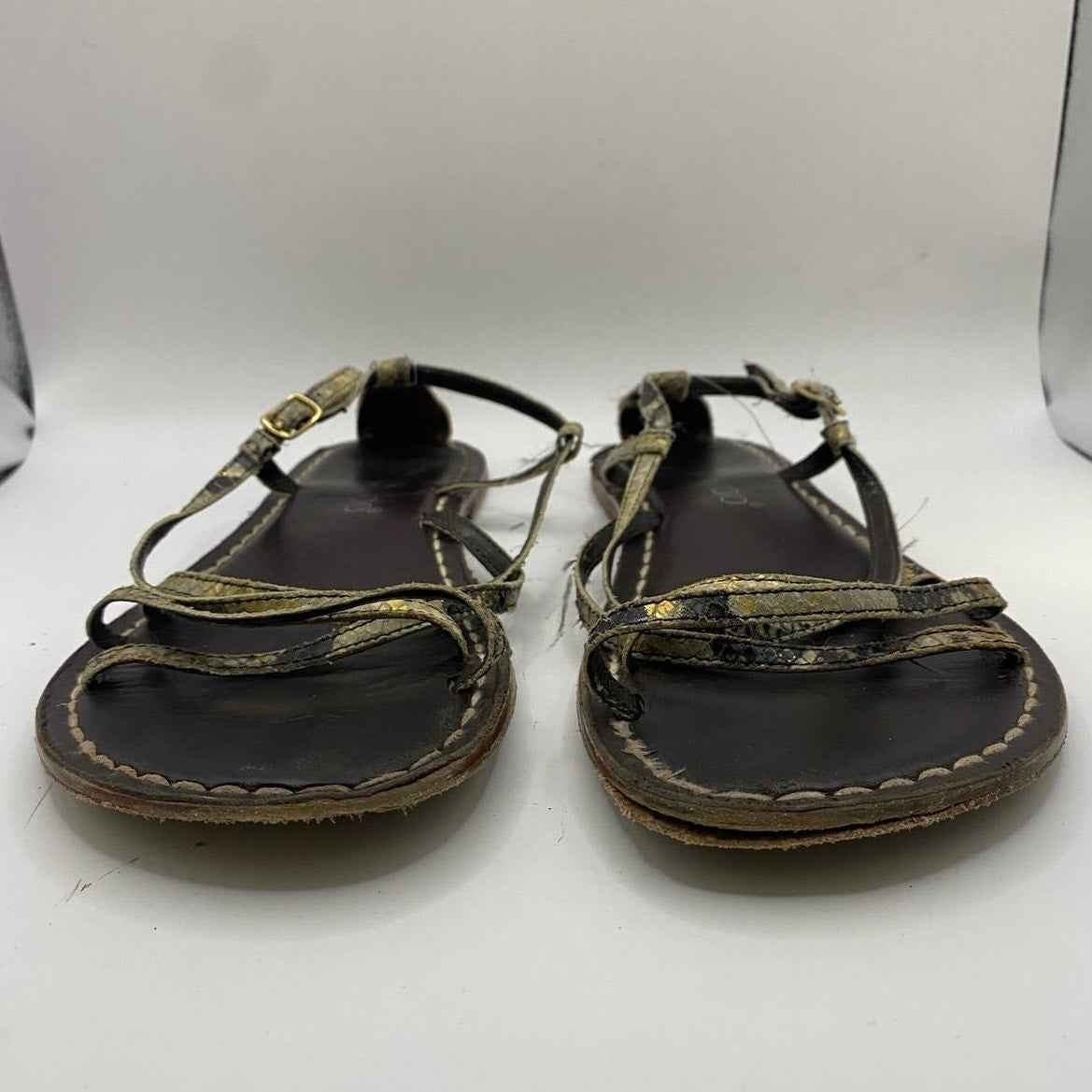 Bernardo Gold Snake Skin Strappy Flat Sandals Sz 8
