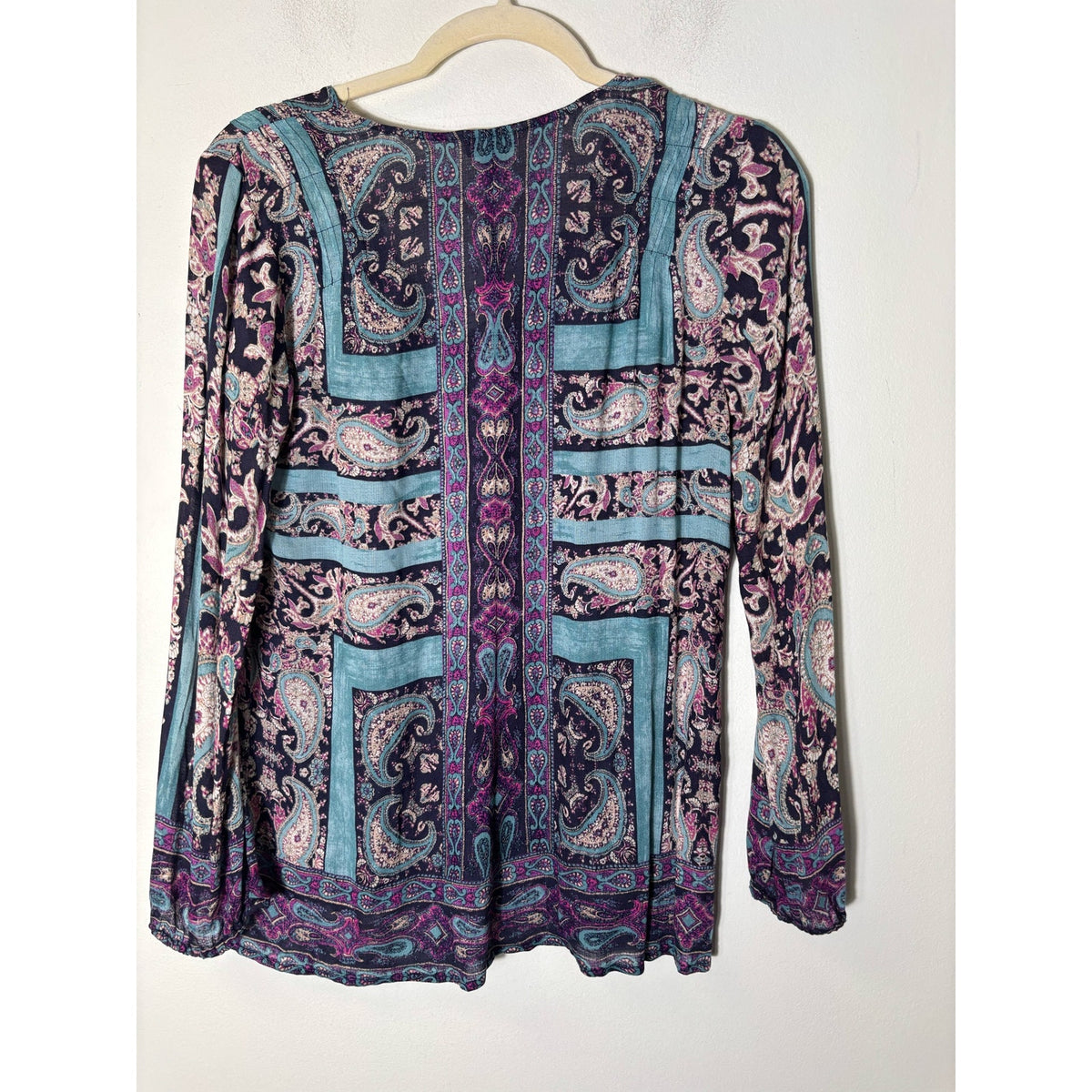 Lucky Brand Green Purple Long Sleeve V-Neck Sz XS