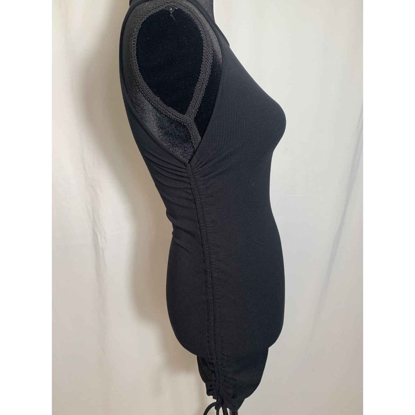 BB Dakota By Steve Madden Black Ribbed Sleeveless Cinched Side Dress Sz S