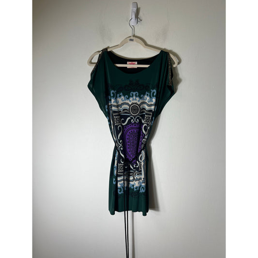 RN London Orion London Green/Purple Mini Dress Sz XS/S