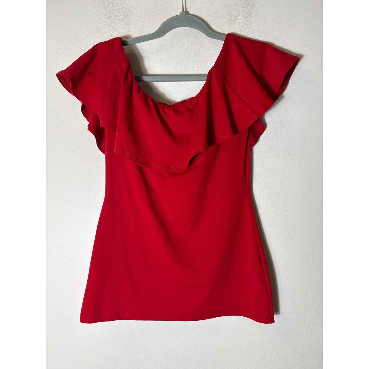 Susana Monaco Red Off The Shoulder Ruffle Top Sz S