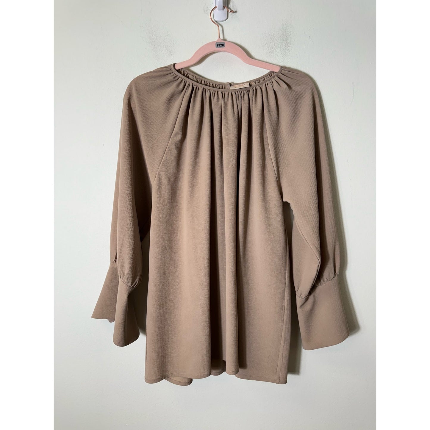 Rungolee Tan Long Sleeve Bell Sleeve Blouse Sz M