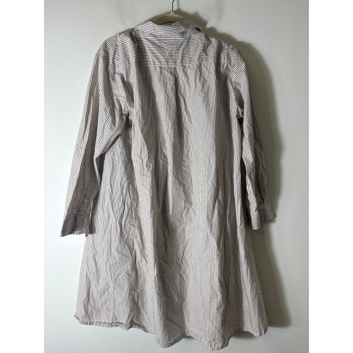 Lenora by Dina Yang Tan and White Stripe Long Sleeve Knee L Dress Sz L