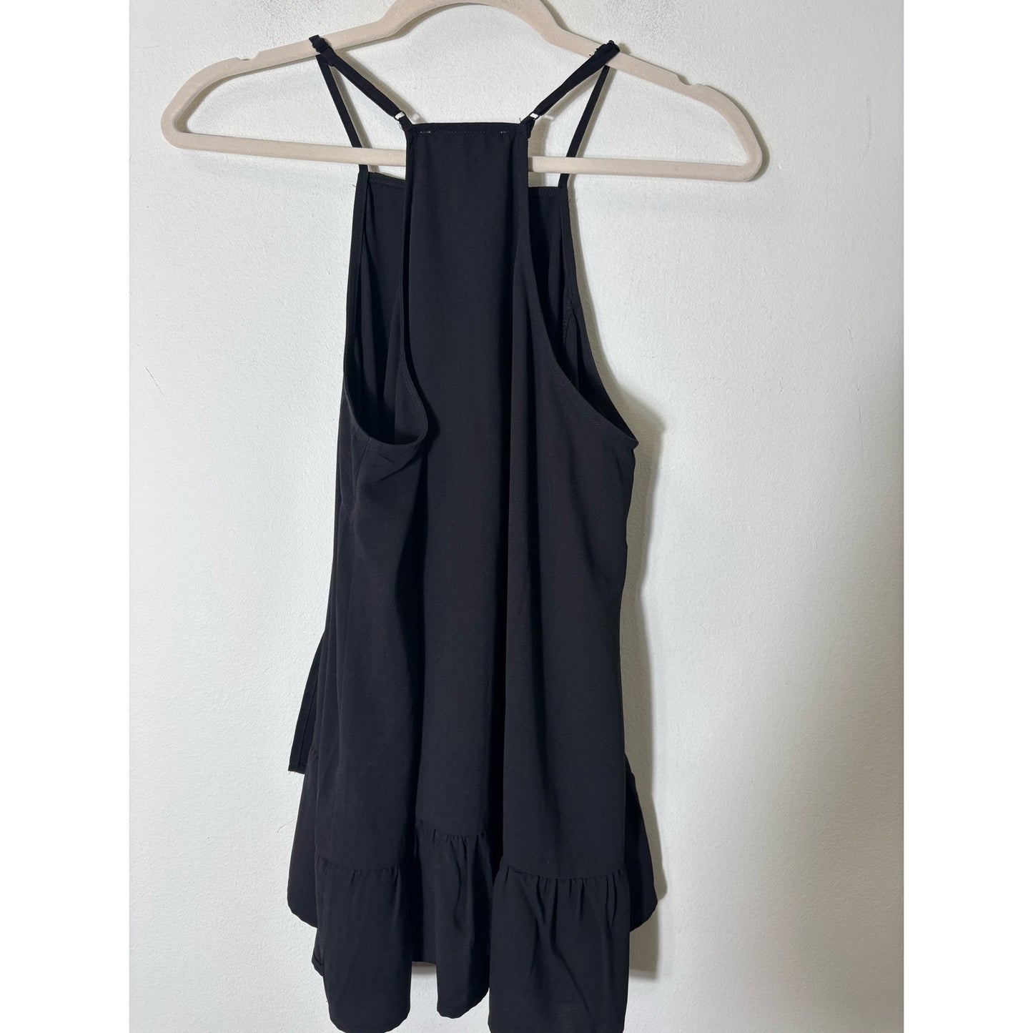 Joy Joy Black Racerback Top with Ruffle Sz M