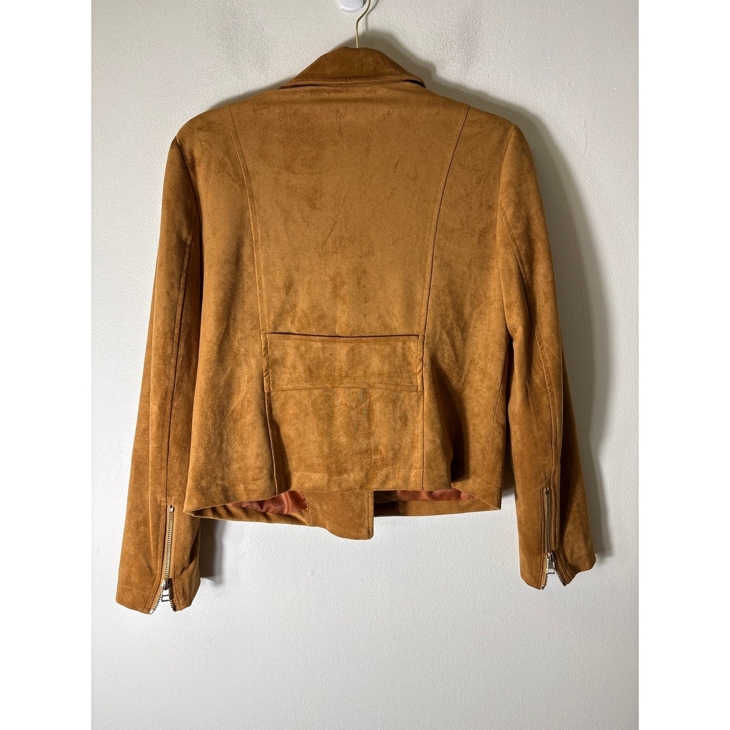 See U Soon Camel Colored Long Sleeve Faux Suede Jacket Sz S