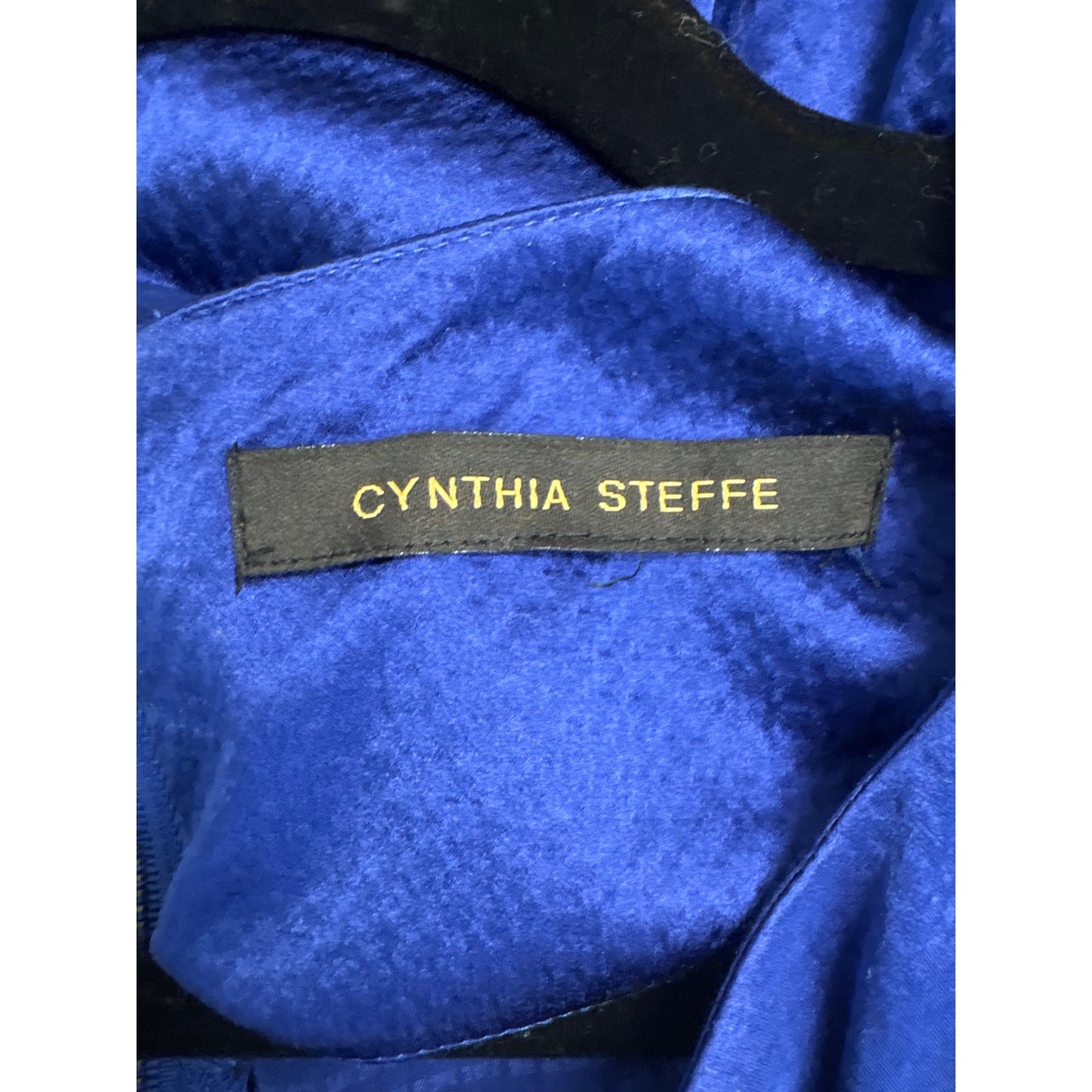 Cynthia Steffe Deep Blue Sleeveless Silk Faux Wrap Dress Sz S
