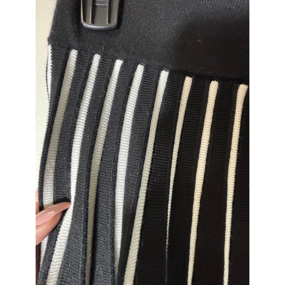 Marble Black White Stripe Knit Pull On Skirt Sz S
