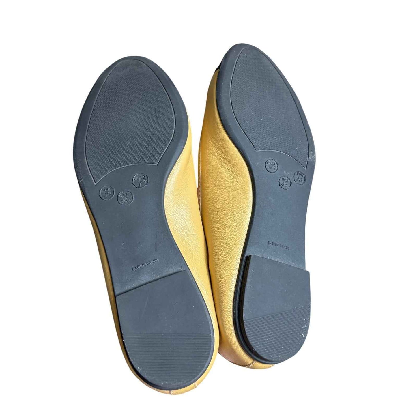 NWOB sf/ny Tan Black Leather Ballet Flats Sz 7.5