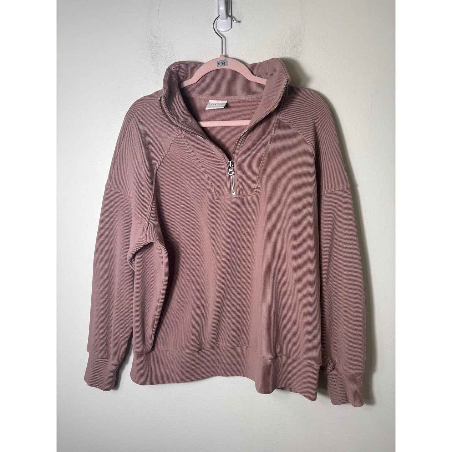 Varley Mauve 1/4 Zip Ribbed Pullover Sz L