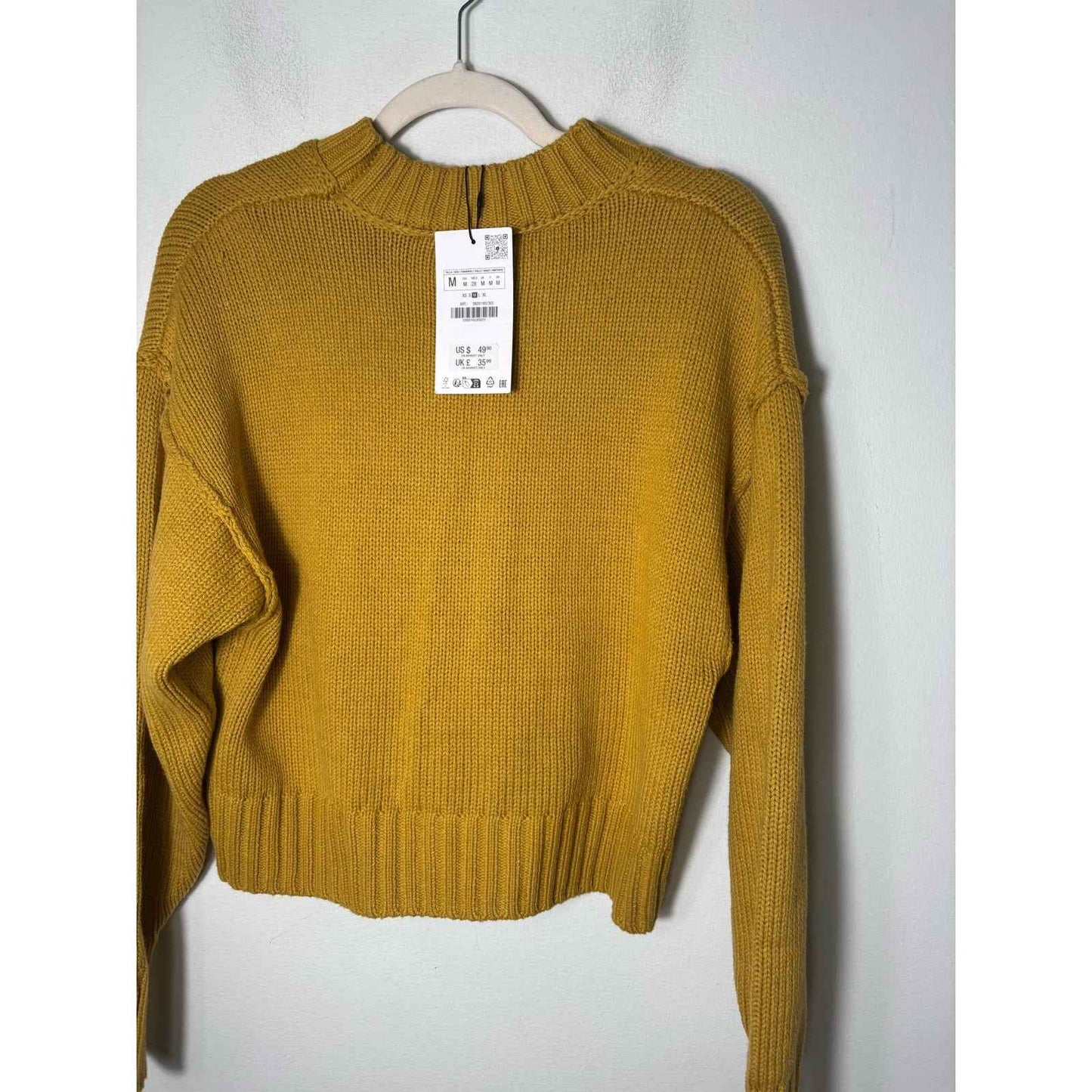 NWT Zara Mustard Yellow Long Sleeve Knit Sweater Sz M