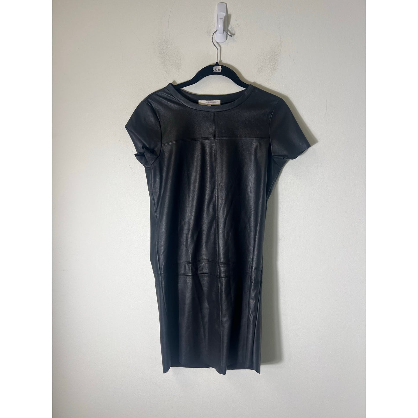 Lavendar Brown Black Faux Leather Cap Sleeve Mini Dress Sz XS