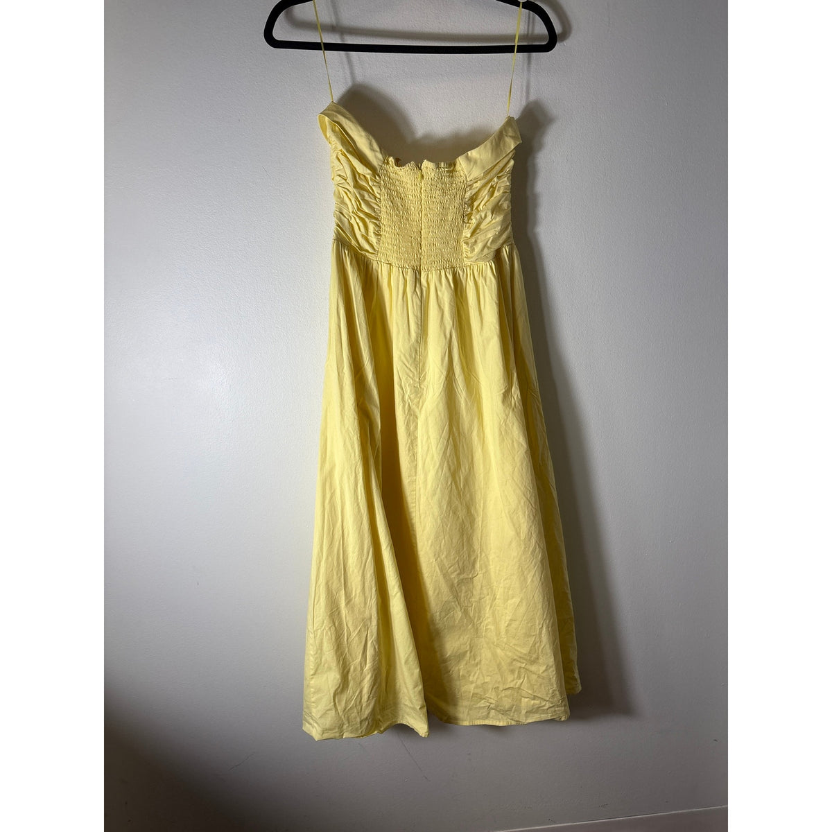 WAYF Yellow Strapless Cotton A-Line Maxi Dress Sz S