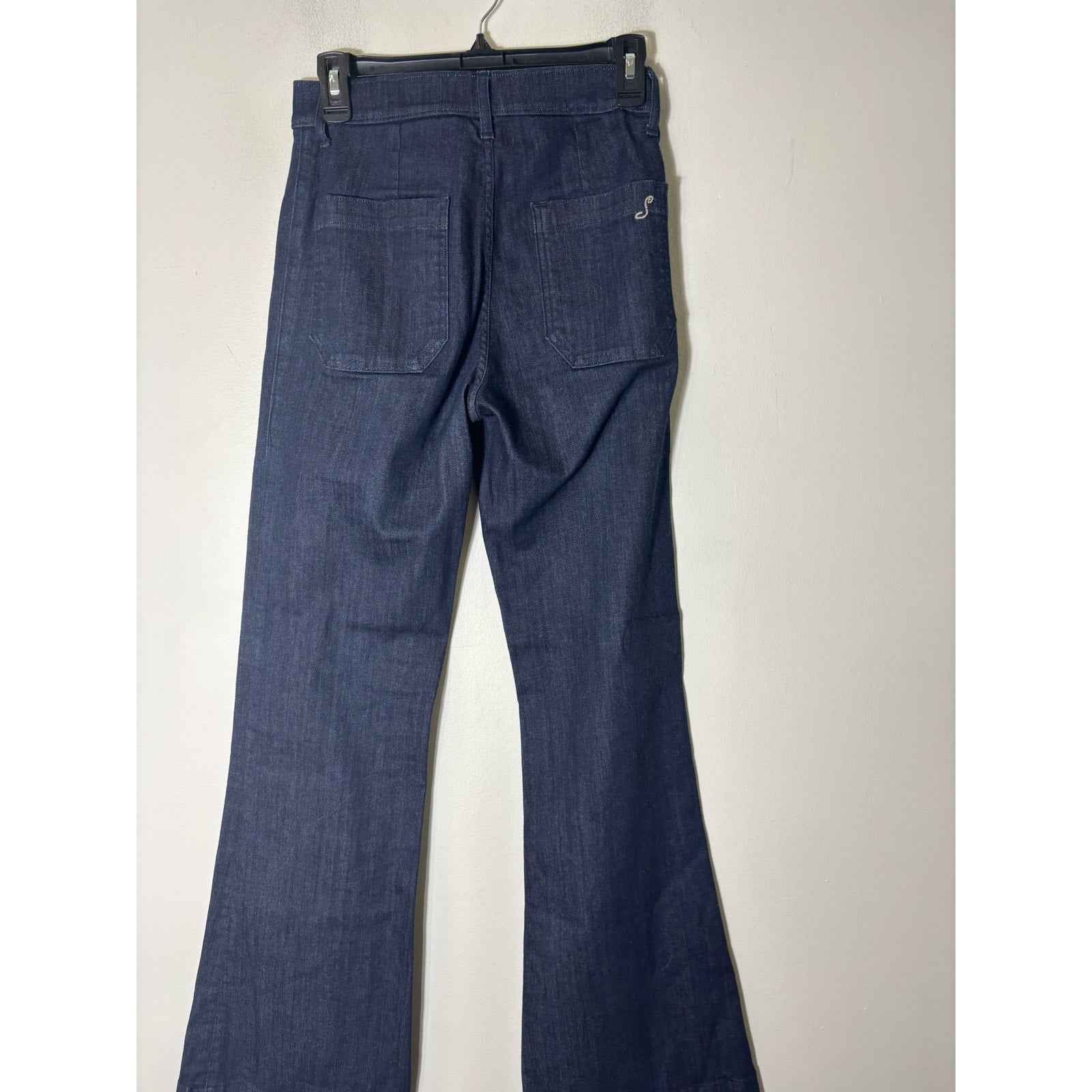 The Seafarer Dark Wash Denim Wide Leg Blue Jeans with Flat Front Pockets Sz 28