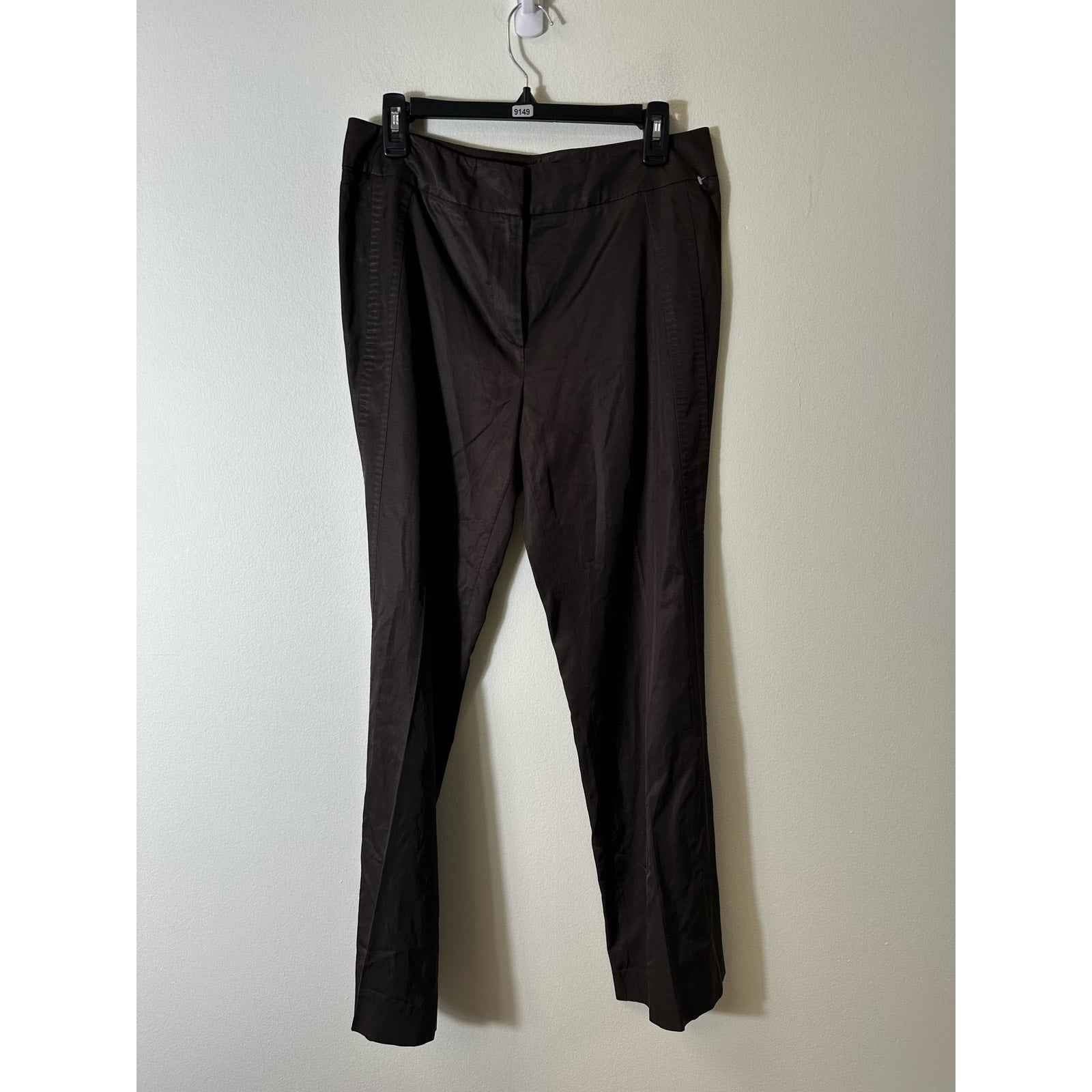 Adrienne Vittadini Brown Satin Straight Leg Dress Pants Sz 8