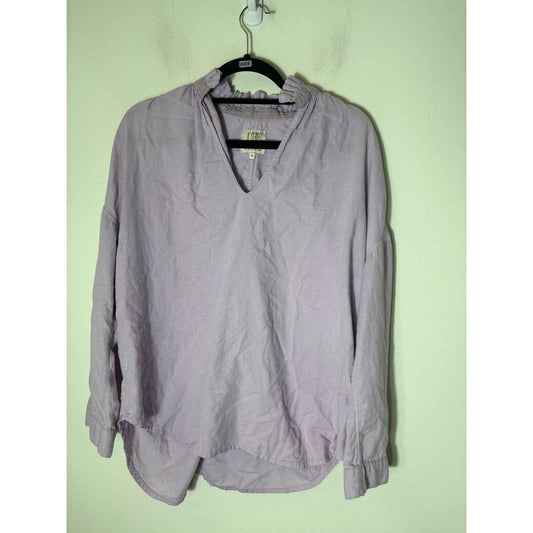 A Shirt Thing Lavender Long Sleeve Ruffle Collar Cotton Shirt Sz M