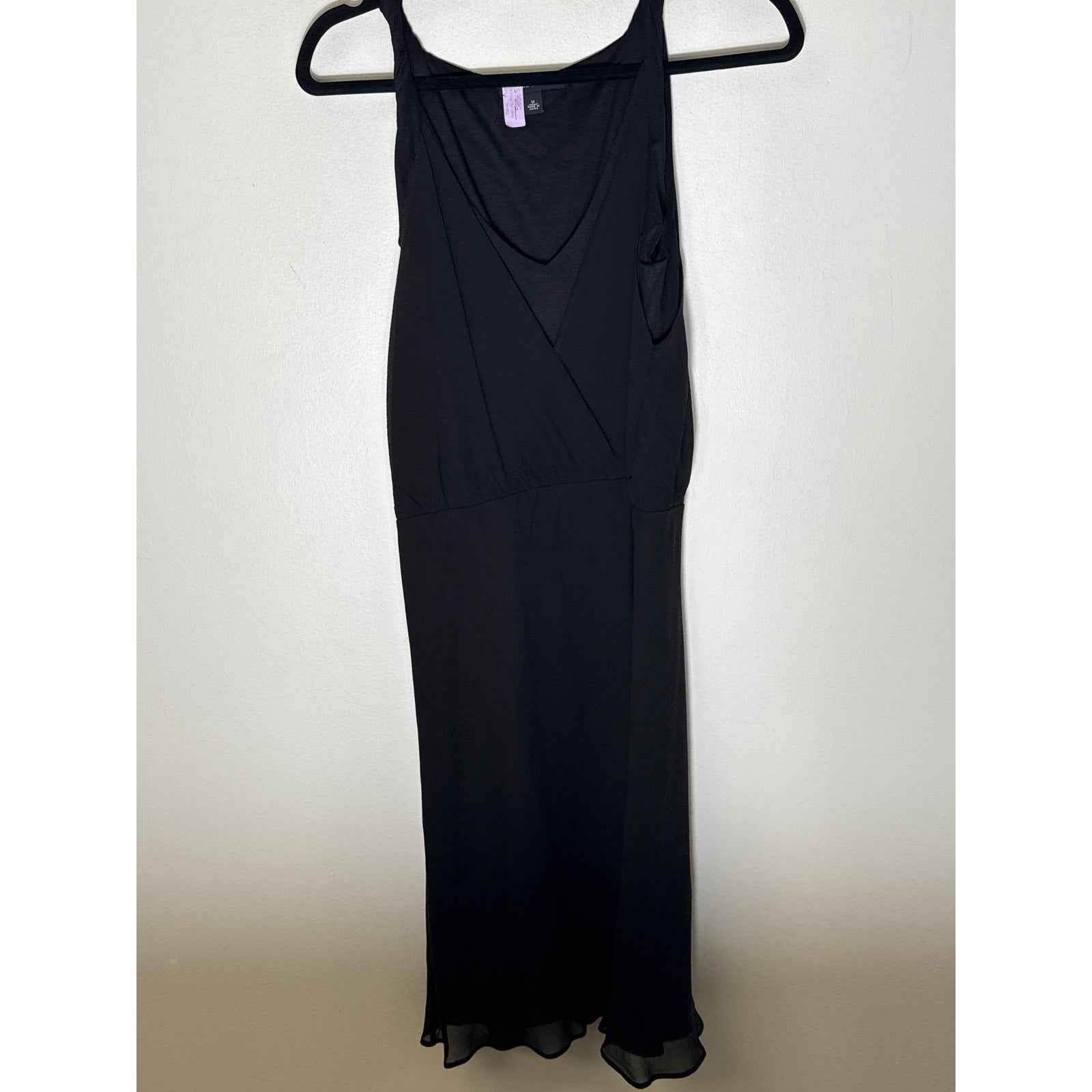 Banana Republic Black Sleeveless V-Neck Layered Knee Length Dress Sz M