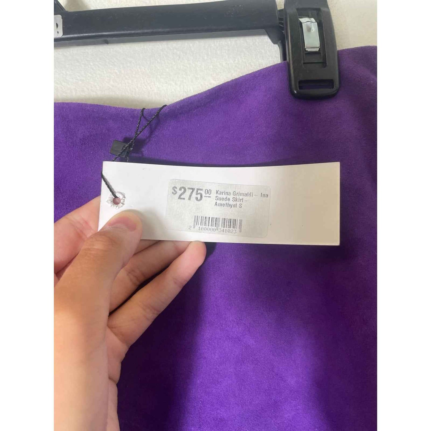 NWT Karina Grimaldi Ina Amethyst Suede Skirt Sz S