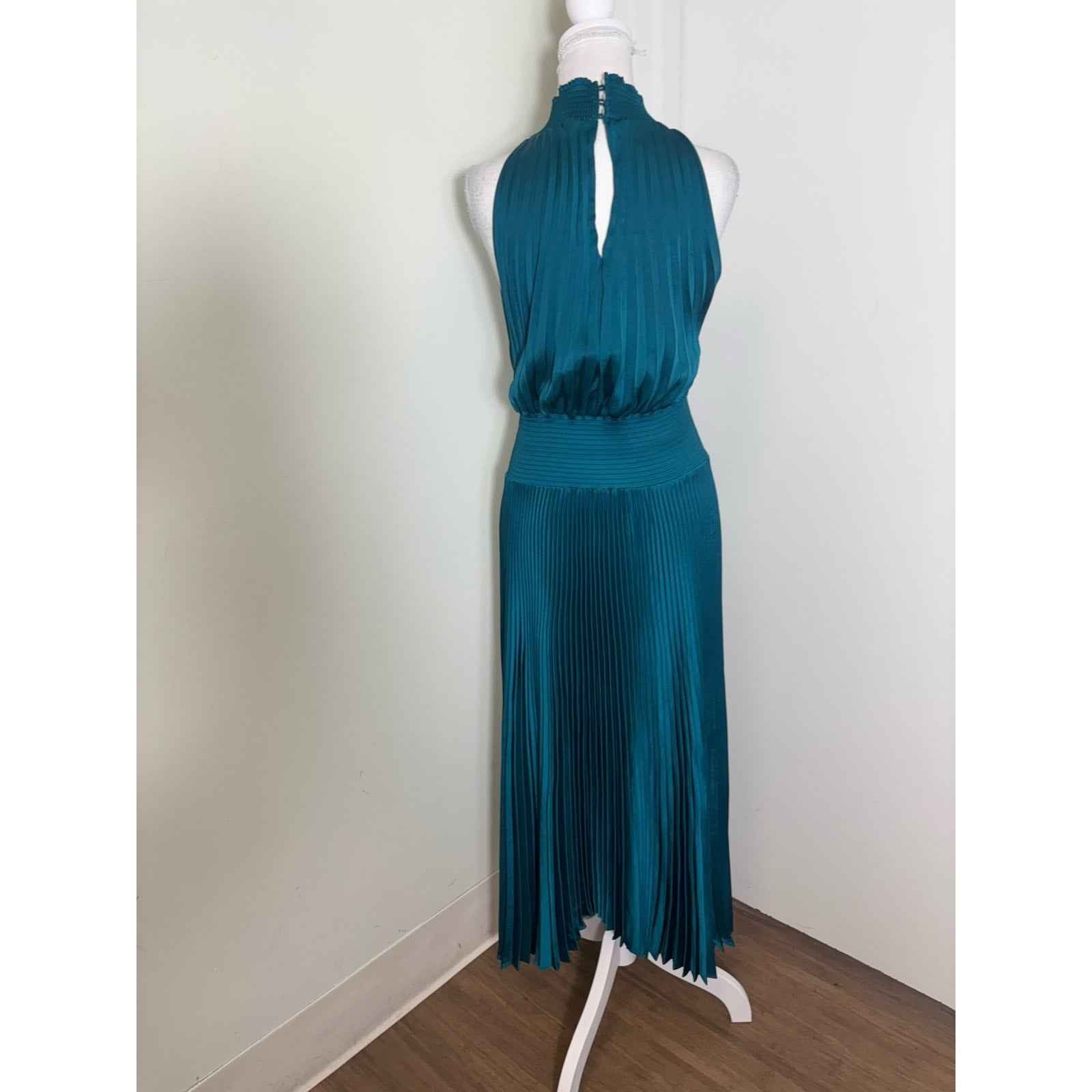 ALC Teal Jewel Tone Accordian Cocktail Dress Sz 6
