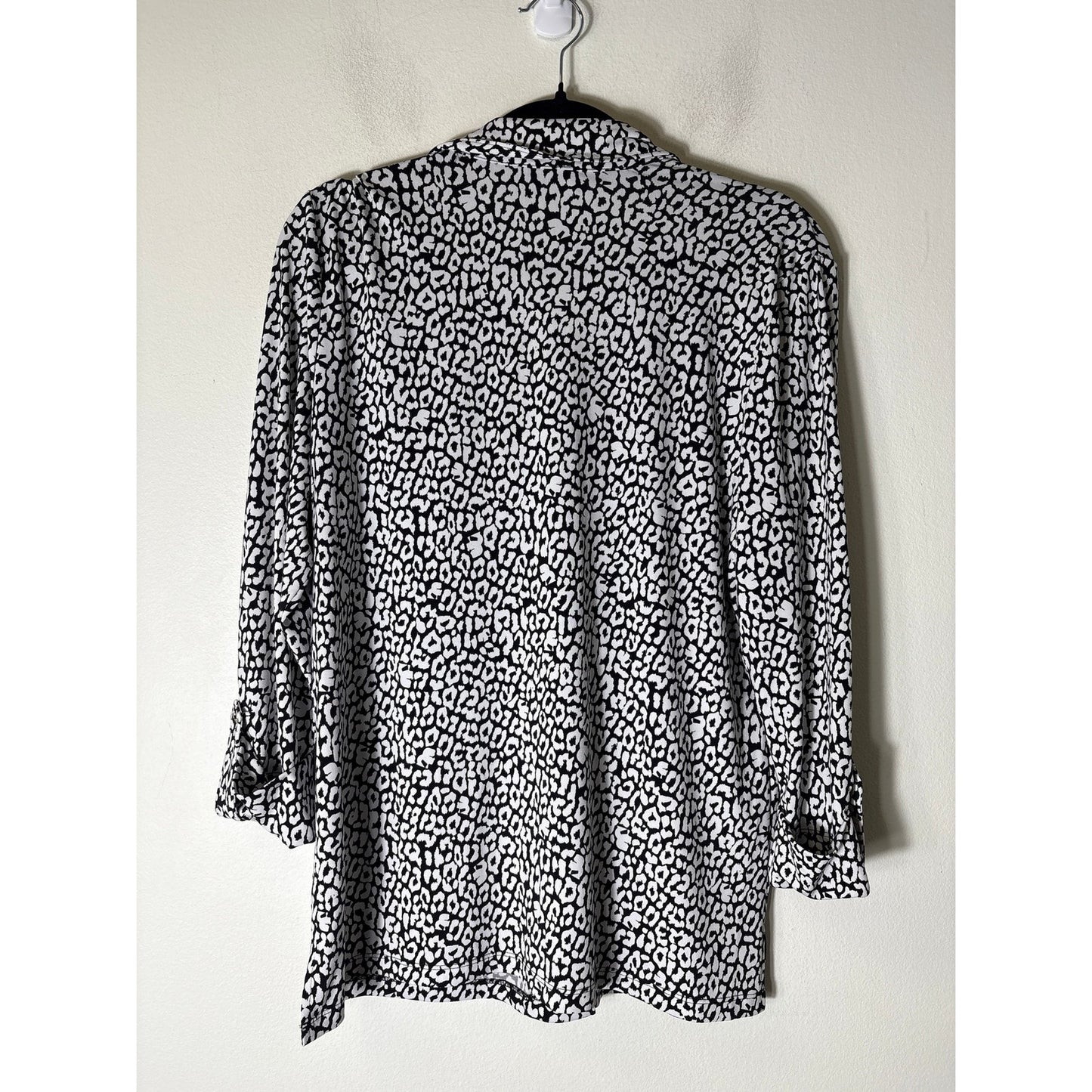 Karl Lagerfeld Black White Long Sleeve Button Up Shirt Sz M